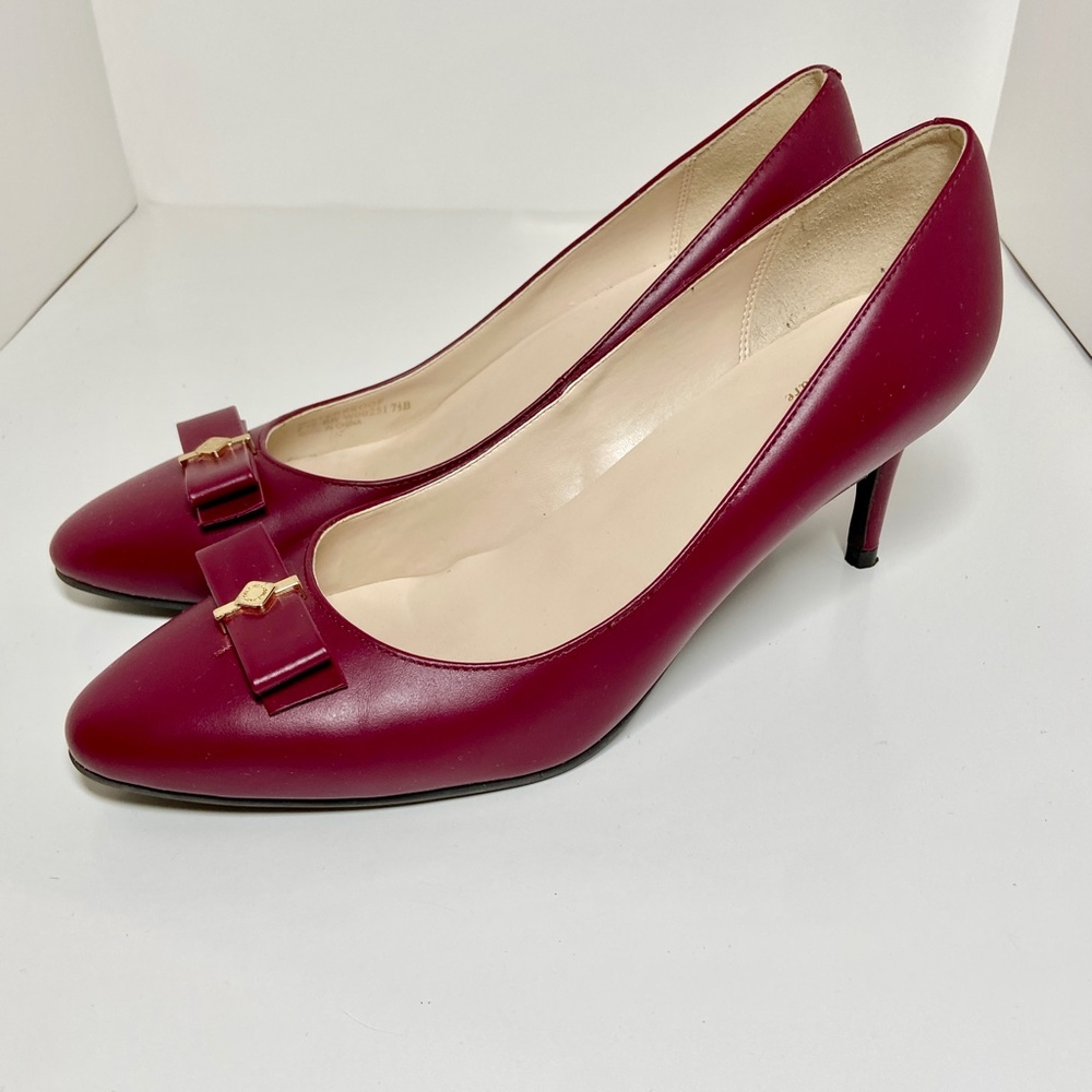 Cole Haan Burgandy Bow Pumps